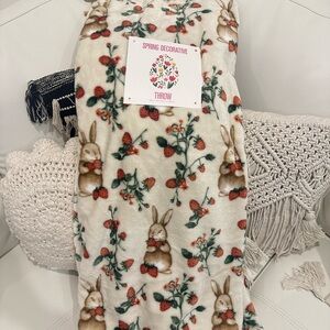 Spring Decorative Throw with Bunny and Strawberry Design